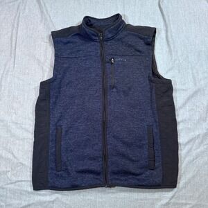 Orvis Vest Mens 2XL Blue Full Zip Fleece Outdoor Fly Fishing Nylon‎ Trim Pockets